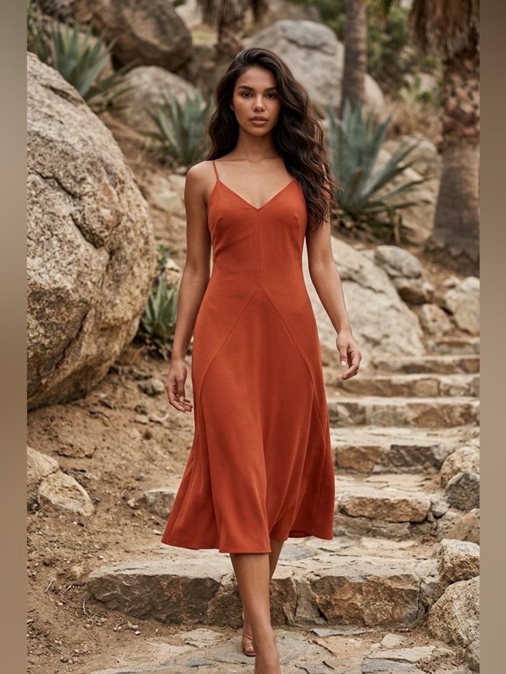 THAKOON spaghetti Strap Midi dress